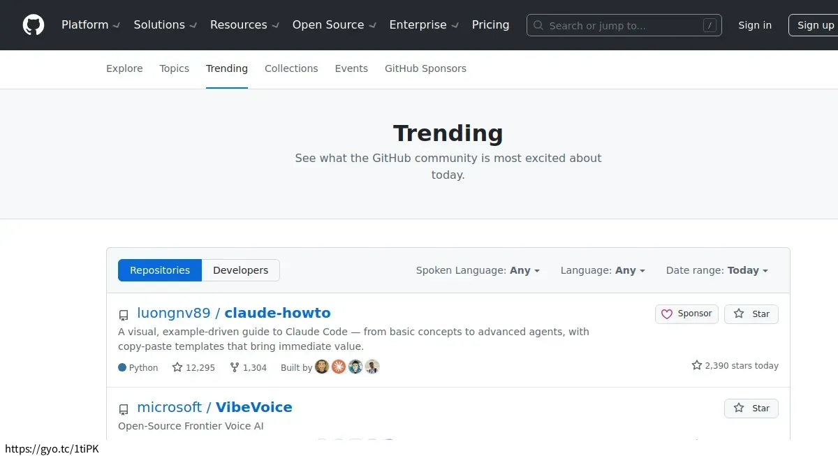 【魚拓】Trending repositories on GitHub today · GitHub