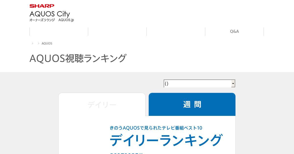 魚拓 Aquos視聴ランキング サービス紹介 Aquos City オーナーズラウンジ Aquos Jp